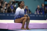 Simone Biles while competing in Gymnastics during the Paris 2024 Olympics. - Source: Getty